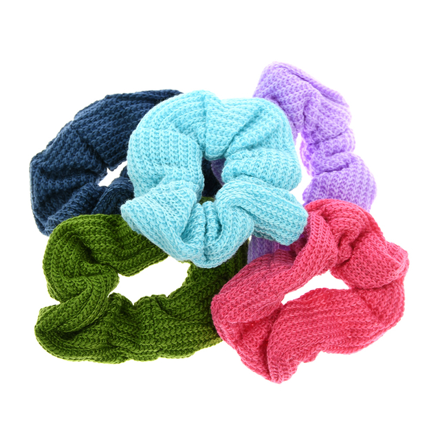 Süße Stoff-Scrunchies aus bonbonfarbener Wolle, elastische Haarbänder
