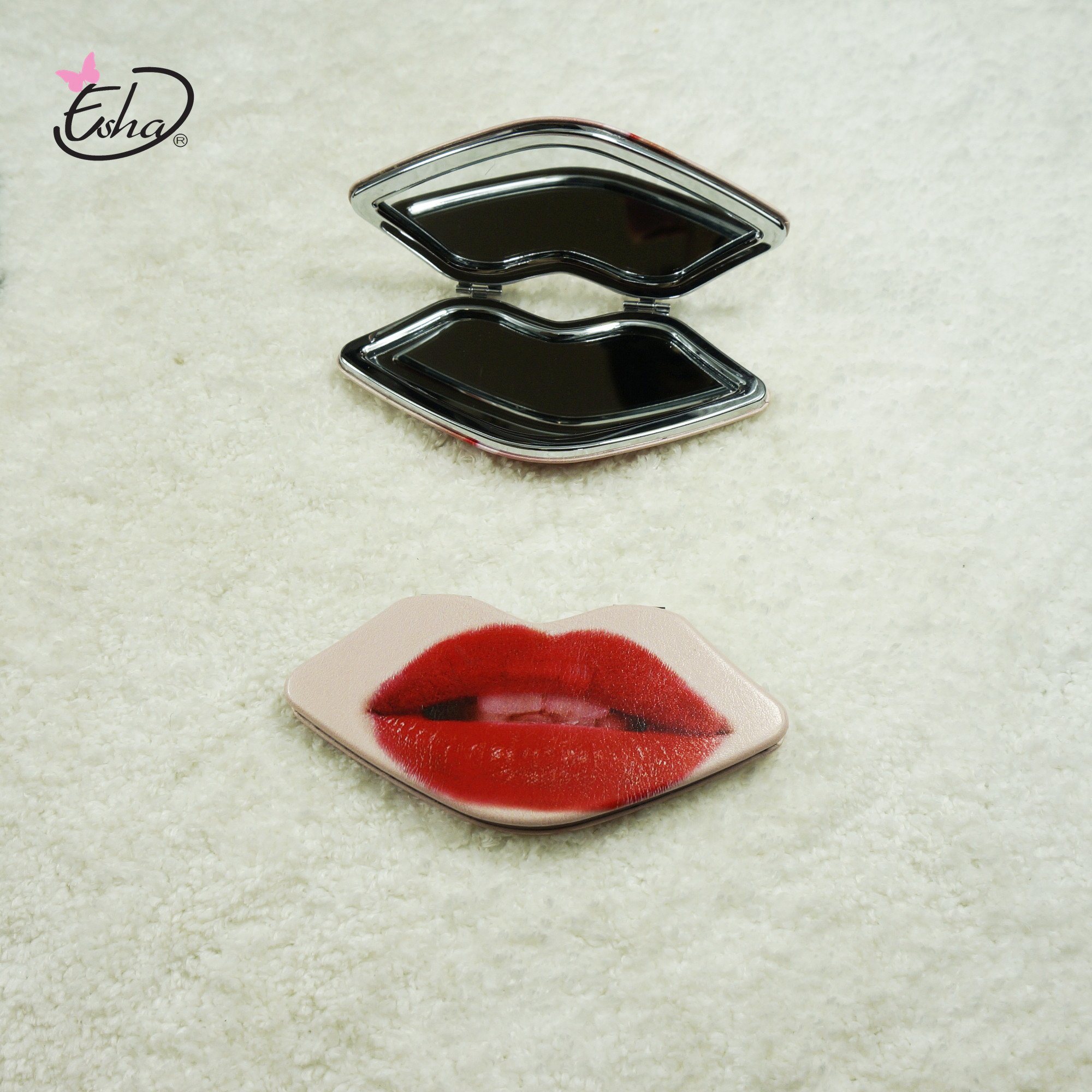 Red Lips PU Doppelseitiger Spiegel Trompetenlippenspiegel