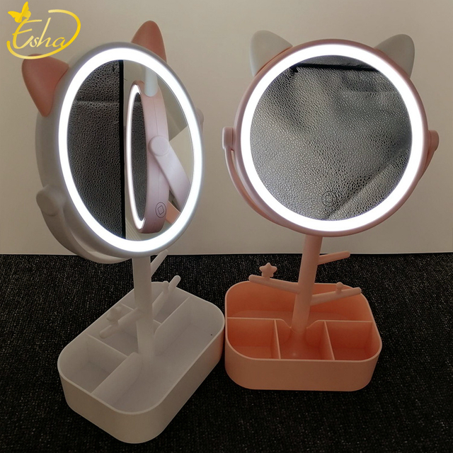Kaninchen-Desktop-Spiegel, individueller LED-Kosmetikspiegel