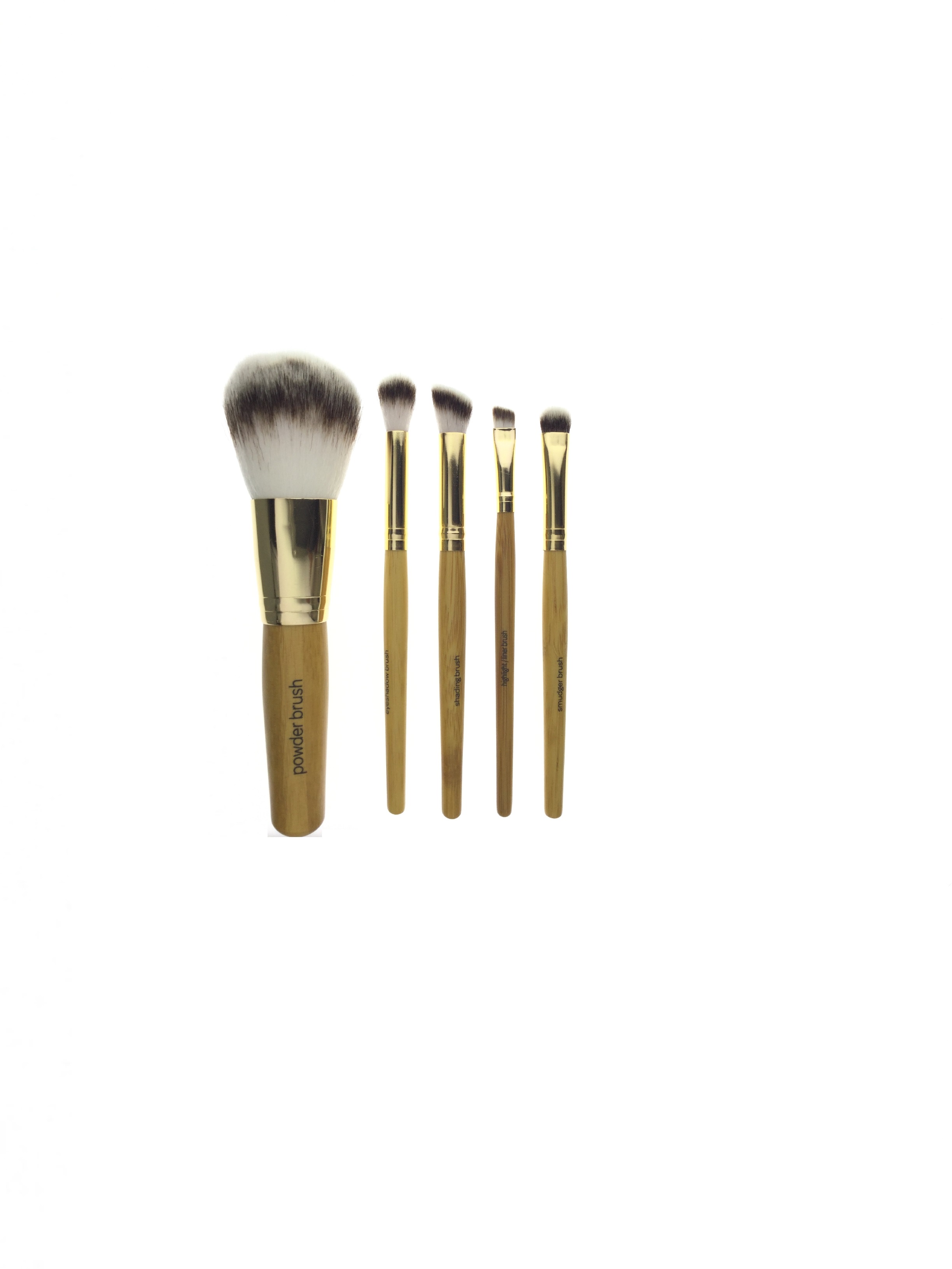 Goldenes Make-up-Pinselset aus Holz