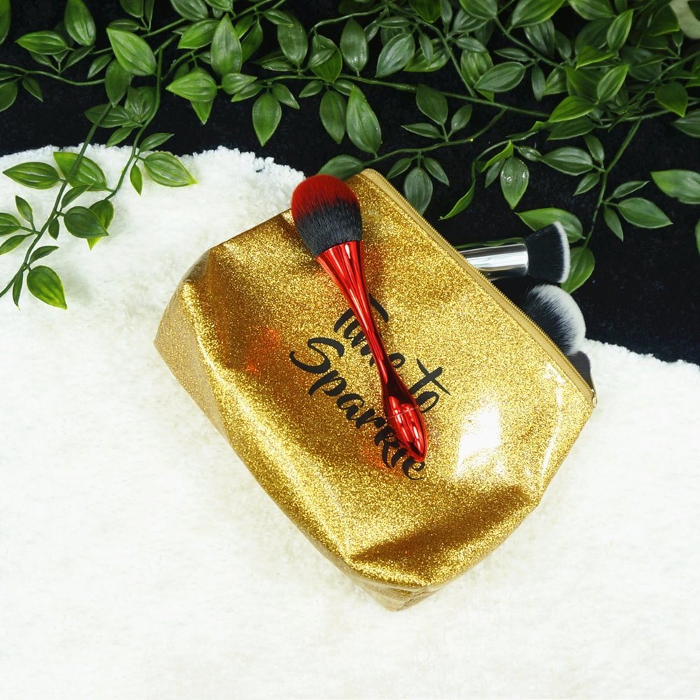 Gold glitzernde Kosmetiktasche mit großem Fassungsvermögen für Make-up-Werkzeug
