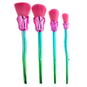 Hochwertiges 4-teiliges Make-up-Pinsel-Set mit Rosenblüten