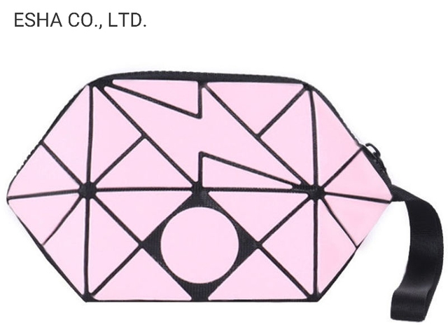 Rosa rhombische faltbare Handtasche, tragbare Kosmetiktasche