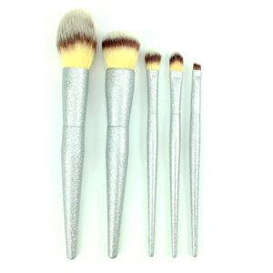 5-teiliges Silberglanz-Make-up-Pinsel-Set (Gesicht und Augen)
